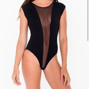 American apparel black mesh bodysuit , size XS